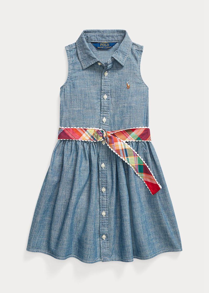 Vestidos Polo Ralph Lauren Niña 1.5-6.5 Años Belted Indigo Chambray Shirt Chile Azules QDUJS-9021